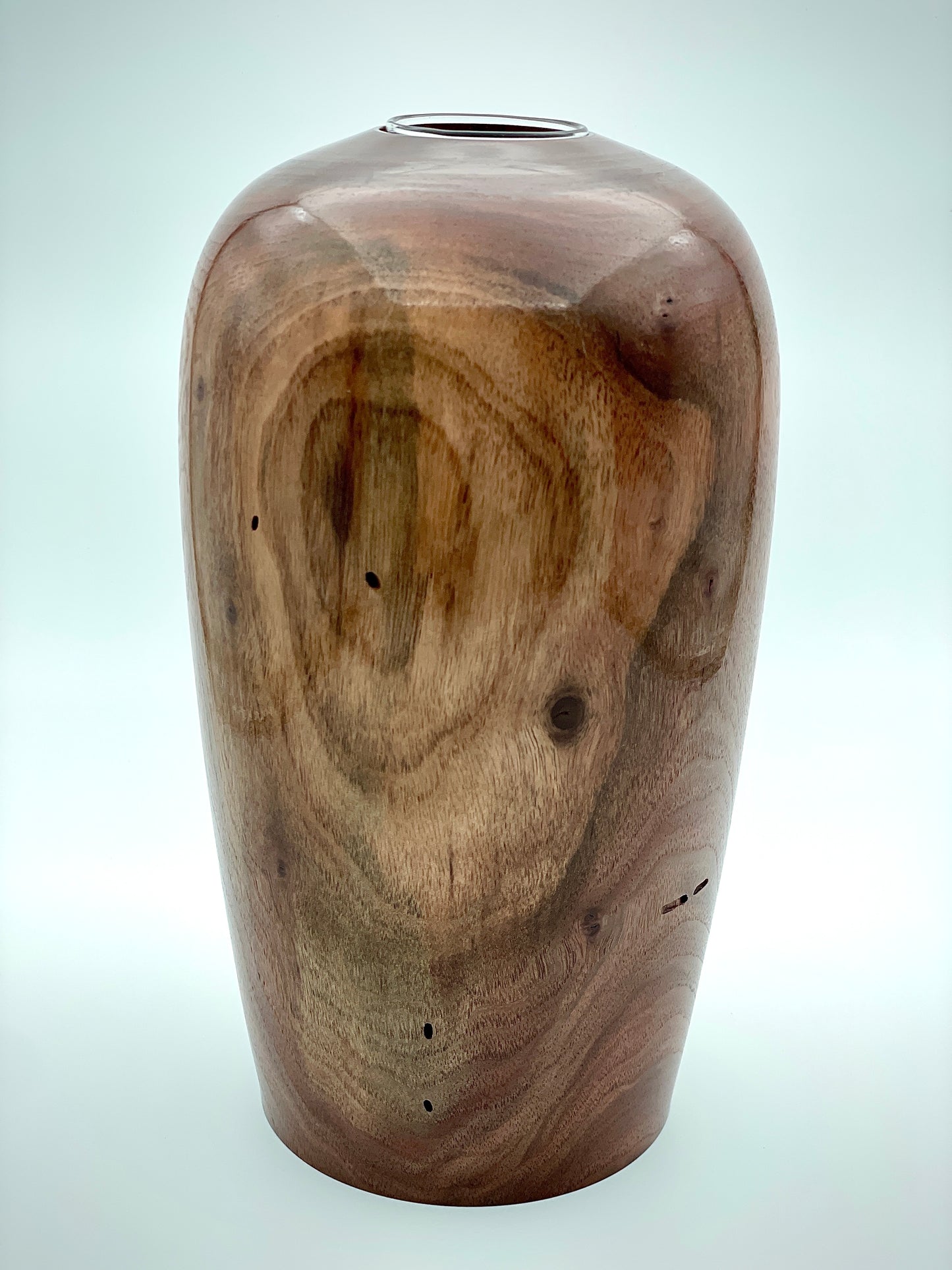 Large black walnut vase