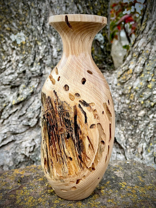 Natural side pecan vase